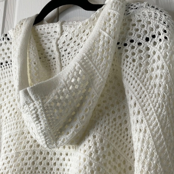 Sincerely Jules White Open Knit Hoodie Top Size XL - Picture 7 of 9